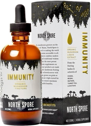 [BRSRAEIBDJ7GAA3K] North Spore Organic Immunity Mushroom Tincture (4 oz) | 100% Fruiting Body Extracts | Chaga, Turkey Tail, Reishi, Maitake, Shiitake | Certified Organic, Vegan, Non-GMO | Adaptogenic, Made in USA