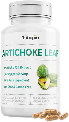 [BRSROZL6BUPQEDIU] Vitapia Organic Artichoke Leaf Extract for Healthy Digestion, Liver Health & Functions, Antioxidant Support - 10:1 Ratio & 180 Veggie Capsules - Non-GMO, Gluten-Free, Vegan-Friendly
