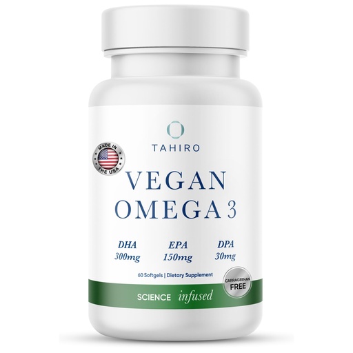 [BRSWGBD6AUARYDT4] TAHIRO Vegan Omega-3 Softgels - Plant-Based Supplement with DPA, DHA & EPA - Nutrients for Men, Women and Pregnant Women - Supports Brain Health - Prenatal & Joint Supplements, 1000mg