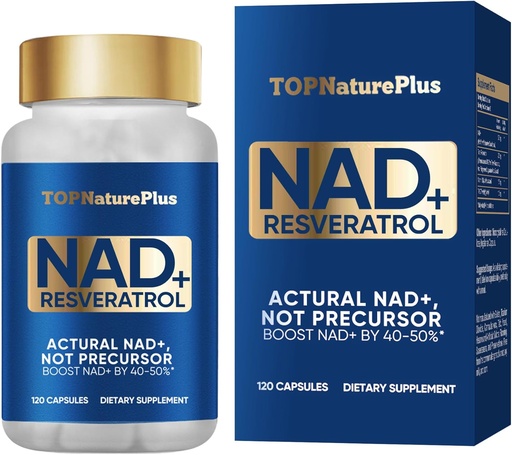 [BRSRAHAPCMOWCFLO] NAD+ Supplement 1000 mg Pure Organic, Highest NAD+ Resveratrol Supplement Max Absorption for Energy and DNA Repair, Aging Defense, Brain Function Support, 120 Capsules