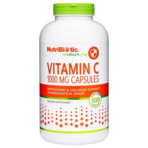 [BRSWIYT3BEBRY33O] NutriBiotic - Vitamin C 1000 Mg Capsules, 500 Count | Essential Immune, Antioxidant & Collagen Support Supplement | Pharmaceutical Grade L-Ascorbic Acid, 1000 Mg Per Serving | Gluten & GMO Free