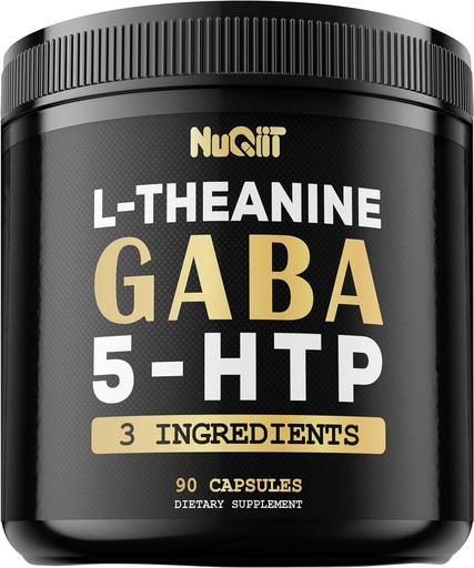 [BRSROFDRDEPA23A4] NUQIIT 3in1 GABA Supplements 750mg L-Theanine 200mg & 5-HTP (5-hydroxytryptophan) - Equivalent to 1000mg - Support Brain Health, Concentration, Comfortable Mood - 90 Capsules