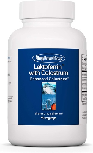 [BRSWIZ35CB6Q22I5] Allergy Research Group Laktoferrin with Colostrum Supplement - Lactoferrin, Bovine Colostrum, Immunoglobulin, Lysozyme, IgG, IGA, IgM, Vegetable Capsules - 90 Count