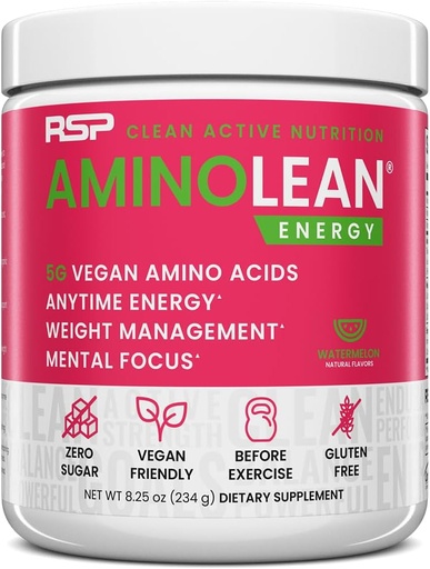 [BRSWKHAKCEBRQDAZ] RSP Nutrition AminoLean Pre Workout Powder, Amino Energy & Weight Management with BCAA Amino Acids & Natural Caffeine, Preworkout Boost for Men & Women, 30 Serv