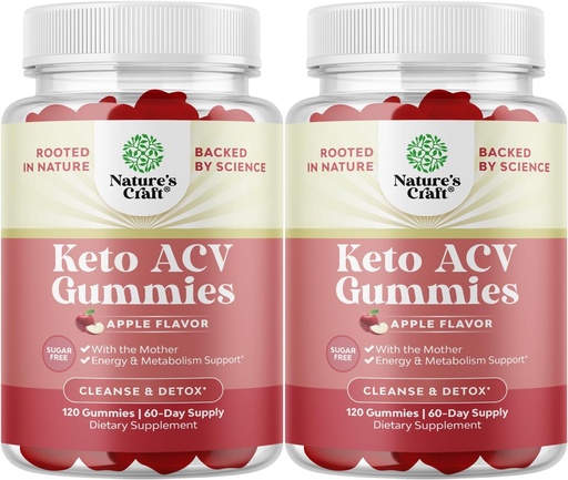[BRSRAAA6OQBAEYI3] Keto ACV Gummies for Advanced Metabolism Support with Mother - Sugar Free ACV Keto Gummies for Body Cleanse and Detox - Apple Cider Vinegar Detox Supplement for Women & Men - 120 Chews x2