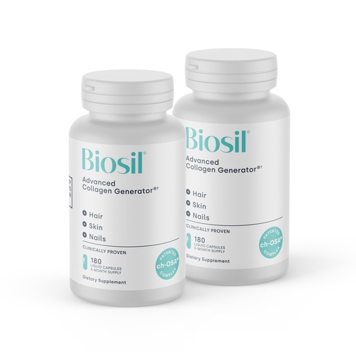 [BRSROYD3O4IBQFLP] Biosil Collagen Booster Supplement - 180 Liquid Capsules, Pack of 2 - Patented ch-OSA Activator for Skin, Hair, Nails & Joints - Supports Natural Production - 180-Day Supply