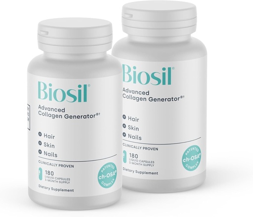 [BRSROYD3O4IBQFLP] Biosil Collagen Booster Supplement - 180 Liquid Capsules, Pack of 2 - Patented ch-OSA Activator for Skin, Hair, Nails & Joints - Supports Natural Production - 180-Day Supply