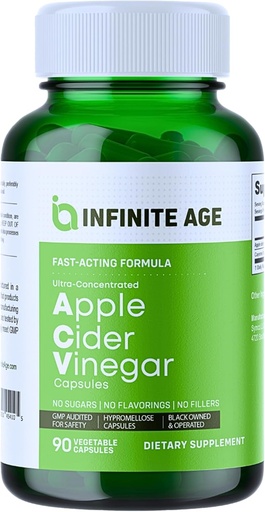 [BRSROAQCCQPWA2D4] INFINITE AGE 1950mg Apple Cider Vinegar Capsules, 90 Count - Made in The USA, Vegan, Gluten Free, All-Natural - with 60mg Cayenne Fruit - No Fillers, Ultra Concentrated