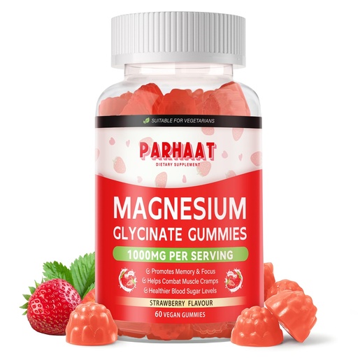 [BRSRAFT5BECRYADG] Magnesium Glycinate Gummies - Sugar Free Magnesium Potassium Supplement with Vitamin D, B6, CoQ10 for Calm Mood & Sleep Support - 60 Strawberry Chews