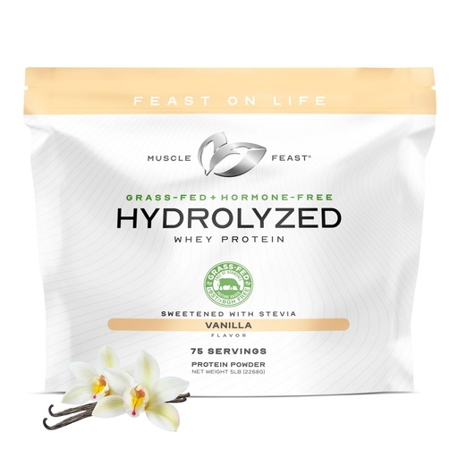 [BRSWIATQBIPWODTO] Muscle Feast Hydrolyzed Whey Protein Powder, Grass Fed and All Natural Hormone-Free, Hydro Whey Powder for Men and Women, Gluten Free, Non-GMO, Delicious Hydrolyzed Protein Powder, Vanilla, 5lb