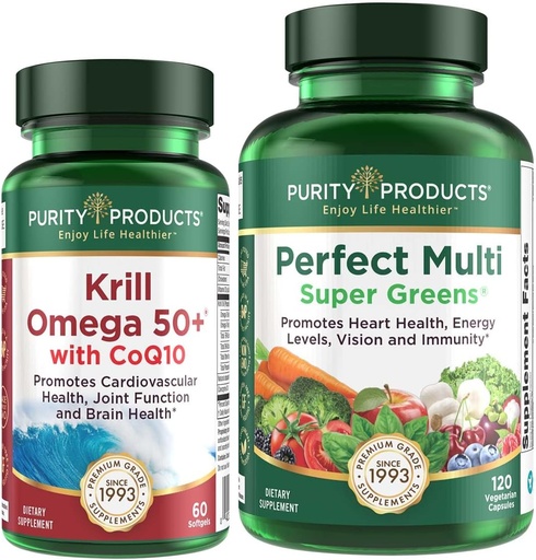 [BRSROEIOBAMREA3O] Purity Products Bundle - Krill Omega 50+ with CoQ10 + Perfect Multi Greens