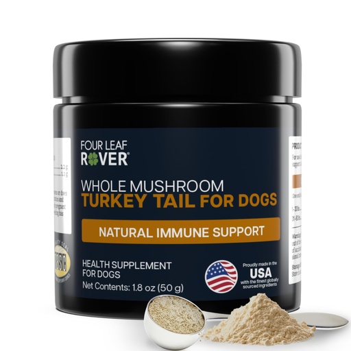 [BRSROED6O4MGAELK] Four Leaf Rover Turkey Tail Mushroom for Dogs - Organic Mushroom Extract with Over 50% Beta-Glucans - Third Party Tested - Made in USA