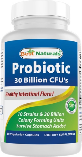 [BRSWKYQKOYCQOG3A] Best Naturals Probiotic 10 Strains & 30 Billion CFU Intestinal Flora, 60 Veggie Capsules (60 Count (Pack of 1))