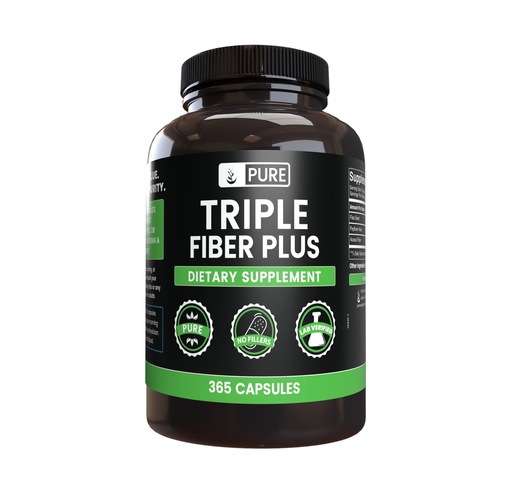 [BRSWGAL7AAHRSADO] Pure Original Ingredients Triple Fiber (365 Capsules) No Magnesium Or Rice Fillers, Always Pure, Lab Verified