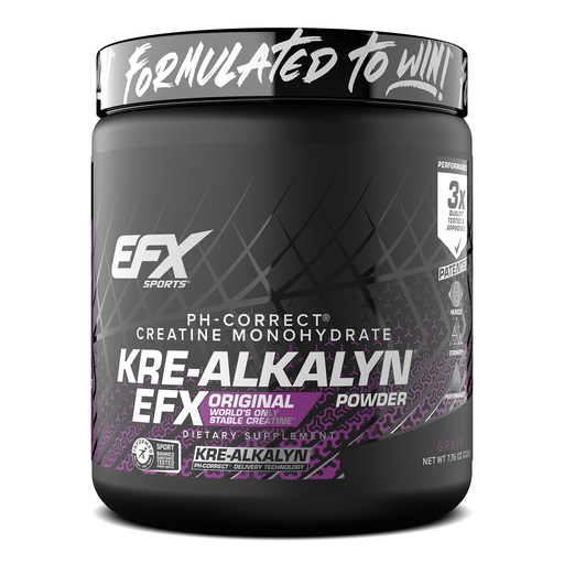 [BRSRMGARDMJWMFL3] EFX Sports Kre-Alkalyn EFX Powder | pH Correct Creatine Monohydrate Powder Supplement | Strength, Muscle Growth & Performance | 110 Servings (Grape)