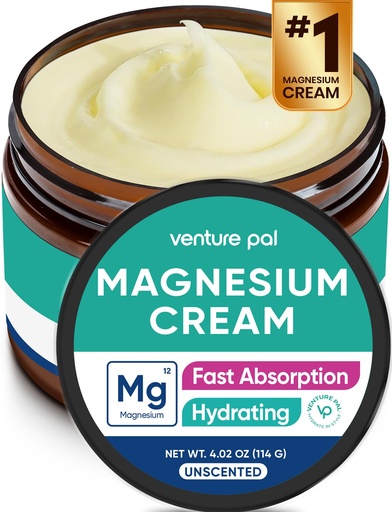 [BRSRAFQKPJ4AIHQ7] Venture Pal Topical Magnesium Cream, Fast-Absorbing Magnesium Moisturizing Lotion with Coconut Oil, Shea Butter & Hyaluronic Acid, Suitable for Kids