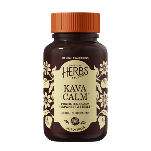 [BRSWIYYMAAOQGALC] Herbs Etc. Kava Calm Softgels - Herbal Supplement for Calm Energy & Natural Relaxation Support - Soothing Kava Root, Chamomile & Milky Oats - Gluten-Free & Organic - 60 Count (60 Servings)