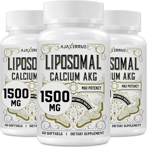 [BRSROFINBYBAOCTH] Liposomal Calcium AKG Supplement 1500 MG (Alpha-Ketoglutaric Acid), High Absorption, More Effective Than AAKG, Ca AKG for Longevity, Age Defense, Cellular Energy, Metabolic Function, 180 Softgels
