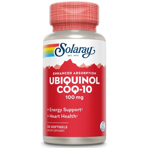 [BRSWIZQ7CYAAA3LC] Solaray Ubiquinol CoQ-10 100mg Enhanced Absorption Softgels - Ubiquinol CoQ10 Supplement for Men & Women, Coenzyme Q10-30 Softgels