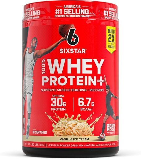[BRSW2AI7B4CWMALB] Six Star Whey Protein Powder Plus - lihaste hoone ja taastamise valem vadaku isolaatpulber, BCAAs, 30g valk, immuuntoetus - pärast treeningut täiendada - Vanilla kreem, 1,8 naela