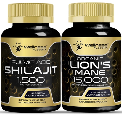 [BRSROCT5DFYGMHLV] WELLNESS LABSRX Lions Mane Supplement Capsules with Shilajit Himalayan Capsules | Bundle