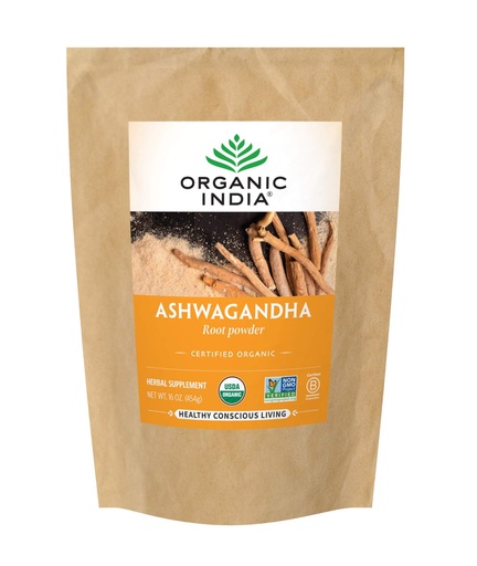 [BRSWIFINBIDR2A3O] ORGANIC INDIA Ashwagandha Powder Organic - Ashwagandha Root Powder Bulk, Herbal Supplement - Vegan, Gluten-Free, Kosher, Non-GMO, Supports Stress Relief, Energy, and Sleep - 1lb Bag