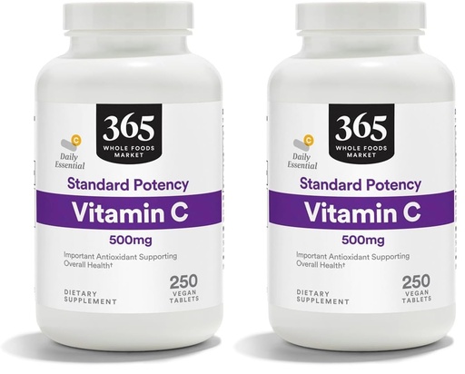 [BRSRAGT7CMHWYD3H] 365 by Whole Foods Market, Vitamin C 500Mg, 250 Tablets (Pack of 2)