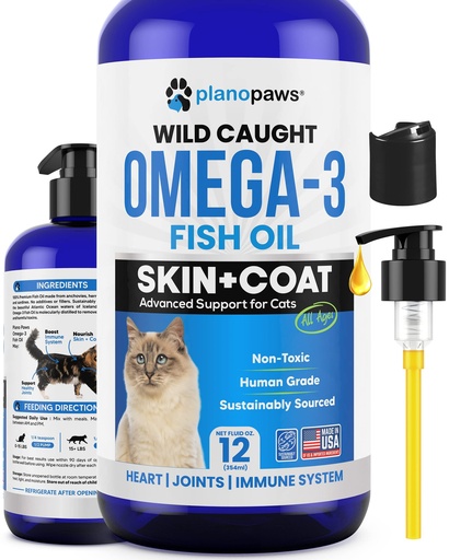 [BRSW2BQLBYNRG3LG] Omega 3 Fish Oil for Cats - Better Than Salmon Oil - Kitten & Cat Vitamins and Supplements - Cat Dandruff Treatment - Liquid Fish Oil for Pets - Shedding Support - Cat Health Supplies for All Ages