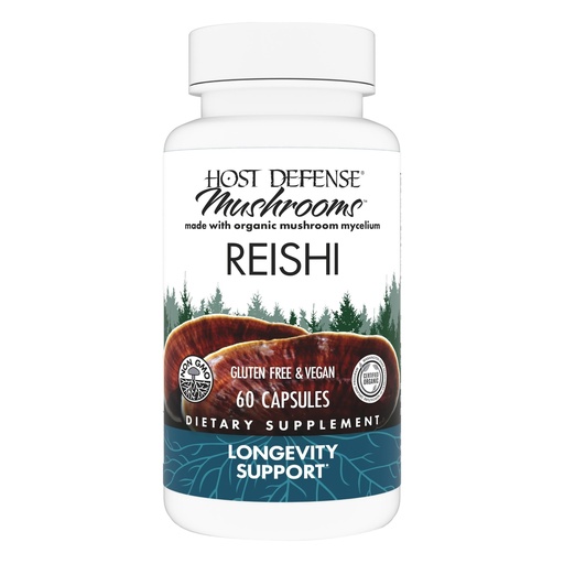 [BRSWIYA6BF6W2DQ7] Host Defense Reishi Capsules - Heart & Immune Health Support Supplement - Mushroom Supplement to Support Energy & Vitality - Reishi Supplement to Aid Overall Well-Being - 60 Capsules (30 Servings)*