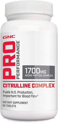 [BRSWKHD4CF4QODI3] GNC Pro Performance Citrulline Complex 1700mg, 60 tablečių, Fuels azoto oksido gamyba sveikam kraujo tekėjimui