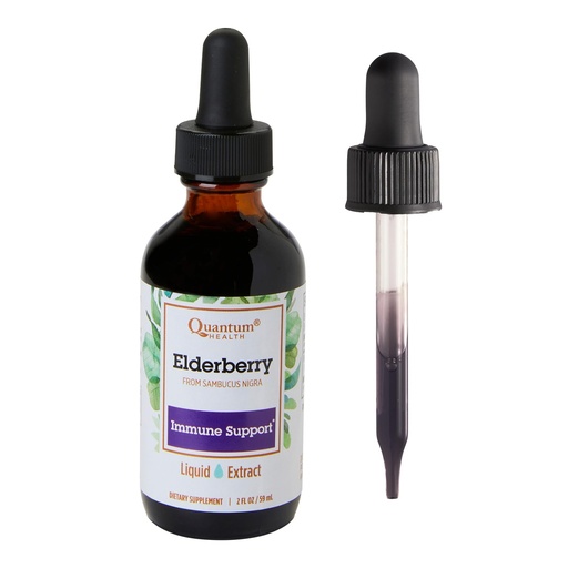 [BRSWIYTYO4HG2GDM] Quantum Health Black Elderberry Liquid Extract Sambucus Nigra Immune Support Formula 700mg - Daily Wellness Boost of Potent Antioxidants for Women & Men - High Dose, Fast Absorption, Vegan - 2 Fl Oz