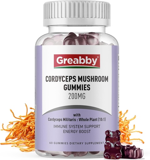 [BRSRMCY2O4HAMA3H] Cordyceps 2000mg Gummies, Mushrooms Herbal Supplements, Cordyceps Mushroom Extract - Cordyceps Mushroom Gummies, Natural Energy(60 Count)