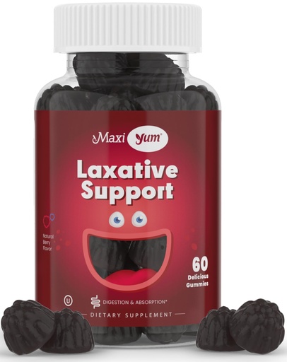 [BRSW2FQ3BECBO2QZ] Maxi Health Natural Laxative Gummies for Adults and Kids – Non-GMO and Vegan Senna Stool Softener Gummies – Berry Flavor Chewable Laxatives for Constipation Support (60 Count)