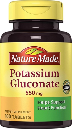 [BRSWIYDQBR4RMDT2] Nature Made Potassium Gluconate 550 mg, Dietary Supplement for Heart Health Support, 100 Count (Pack of 3)