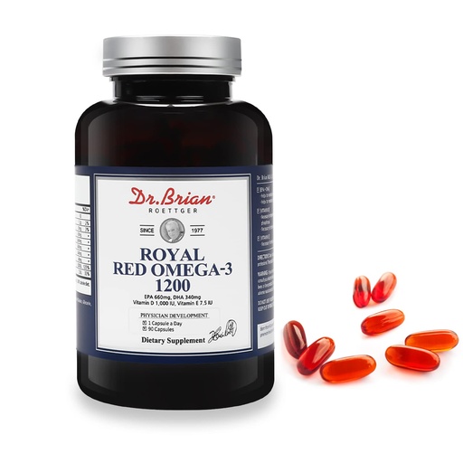 [BRSRMCQZBYBR4FLH] Dr. Brian Royal Red Omega 3 1200, Fish Oil Supplement with EPA and DHA Omega3 Fish Oil Contain Vitamin D,E Omega-3 Support for Physical Health - 90 Soft Gels