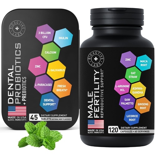 [BRSROBQ5CQIRSGTG] Fertility Supplements for Men and Dental Probiotics in Tins Male Bundle