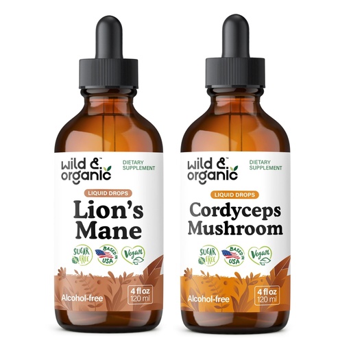 [BRSRAGQ7OQIWOYAV] Wild & Organic Lion's Mane Tincture 4 fl oz & Cordyceps Tincture 4 fl oz
