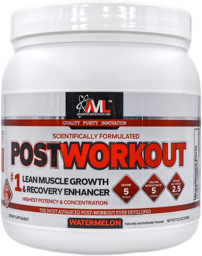 [BRSWGHALBYPQA3T5] Advanced Molecular Labs - Postworkout Powder, Lean Muscle Growth, Recovery Enhancer, Muscle Building Post Workout Recovery Drink for Women and Men, Watermelon, 12.3 oz
