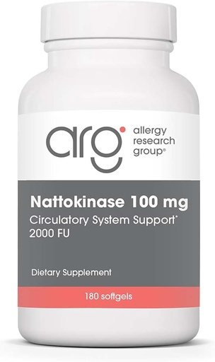 [BRSWIYL7AQIAC3L2] Allergy Research Group Nattokinase 2000 FU / 100mg - Supplément Nattokinase pour les femmes et les hommes, Soutien enzymatique naturel pour la santé du coeur et du sang - 180 Softgels