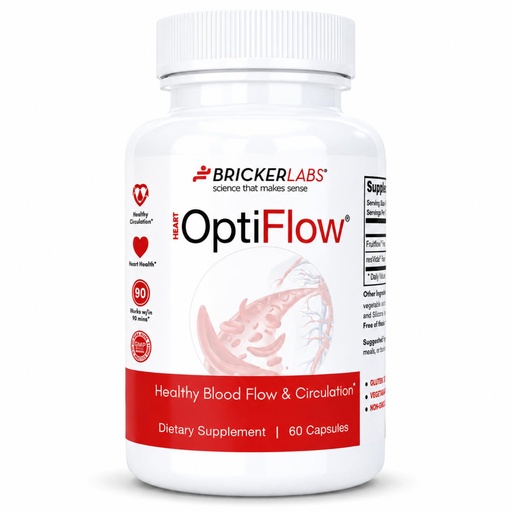 [BRSWGGT5CQAWACA4] Bricker Labs OptiFlow Circulation Supplement – Supports Healthy Blood Flow & Cardiovascular Function, Vascular Health with FruitFlow & resVida Resveratrol, Gut-Friendly Formula, 60 Capsules