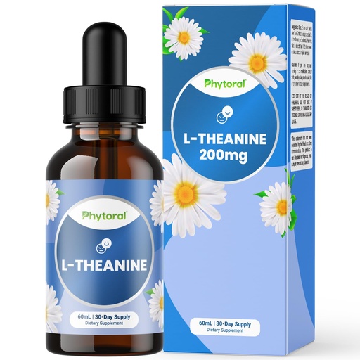 [BRSRAFT6B57BEEQZ] Phytoral Potent L-Theanine Liquid Drops - High Absorption L-Theanine for Kids & Adults Calm & Relaxation Support - Premium Quality Drops Ideal for Children and Adults Liquid - 2 Fl Oz