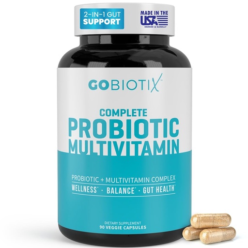 [BRSWGZIHBBYQGDTO] GOBIOTIX Multivitamin with Probiotics and Digestive Enzymes - 25 Billion CFU - Digestive Health, Probiotics for Women and Men - Gluten Free Pills - 90 Capsules