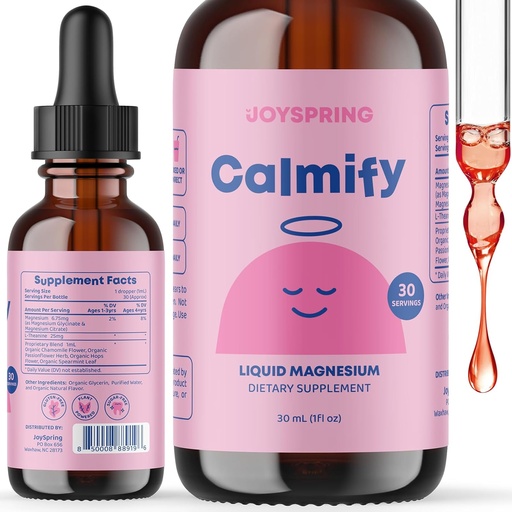 [BRSWYYYTAQIQGHYV] Uşaqlar üçün JoySpring Calmify Magnezyum Citrate Liquid - Sugar-Free, Püromile ilə Gluten-Free Calming - Uşaqlar və Uşaqlar üçün Natural Support (1 fl oz) 30 Mövcuddur