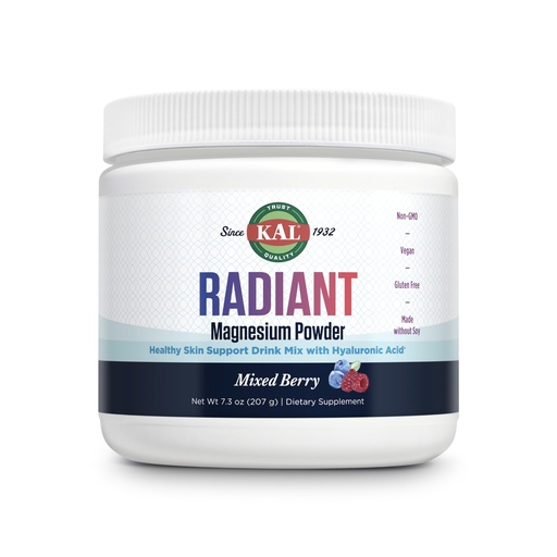 [BRSRAZ35CEPAIGYY] KAL Radiant Magnesium Powder, Mixed Berry Flavor, Hyaluronic Acid and Magnesium Supplement, Skin & Antioxidant Support, Sugar Free, 60 Servings, 7.3 OZ