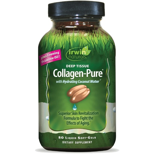 [BRSWIEYZCINR4YLY] Irwin Naturals Deep Tissue Collagen-Pure - 80 Liquid Softgels - Intense Nourishment for The Skin - 2,000 mg of Hydrolyzed Collagen - 16 Total Servings