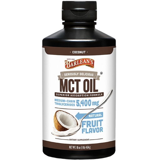[BRSWIGAFPJ7QYHD6] Barlean's MCT Oil Supplement, Coconut Flavored for Keto Coffee, Emulsified Creamy Liquid Syrup with 5,400mg Plant-Based MCT's to Support Energy, Focus and Wellness, 16 oz