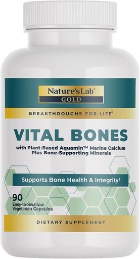 [BRSROGI2CN7RMFAU] Nature's Lab Gold Vital Bones with Aquamin™ Plant-Based Calcium - 90 Vegetarian Capsules