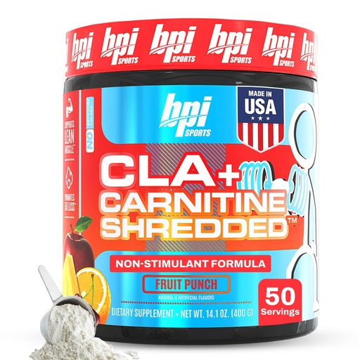 [BRSWYZQNAR4GMCLL] BPI Sports CLA + Carnitine Shredded - Convert Fat Cells Into Energy and Supports Lean Muscle, Boost Metabolism - Non-Stimulant L-Carnitine Supplement - Fruit Punch (14.1 oz. / 50 Servings)