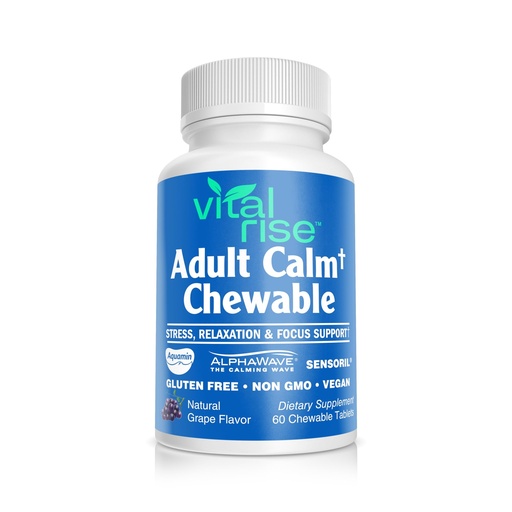 [BRSRAZDRDINQM236] Adult Calm Magnesium Chewables – Magnesium, Ashwagandha & L-Theanine Supplement for Stress, Mood & Relaxation, High Absorption, Non-GMO, Grape Flavor (60 Chewables)