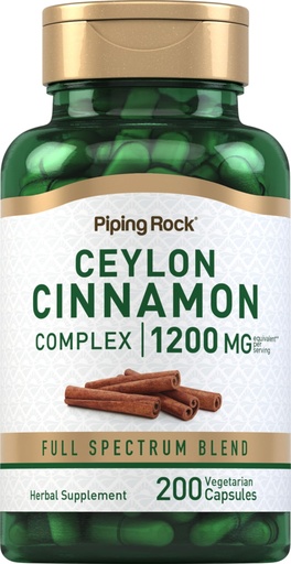[BRSWIFDQAYJWKDTI] Piping Rock Ceylon Cinnamon Capsules | 200 Count | Complex Herbal Extract Supplement for Women and Men | Vegetarian, Non-GMO, Gluten Free